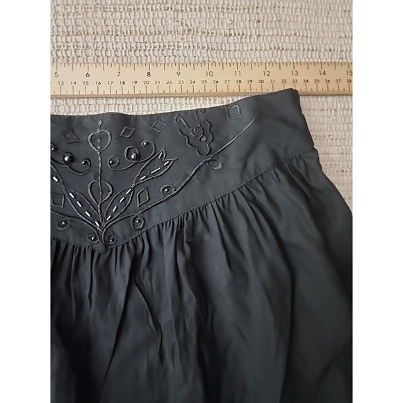 Vintage Dalin Black Midi Skirt Beaded A-Line Goth Witchy Whimsigoth Western Boho - Picture 9 of 11